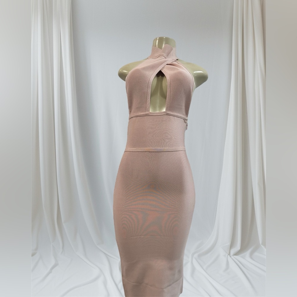 Elegant Pink Halter Dress